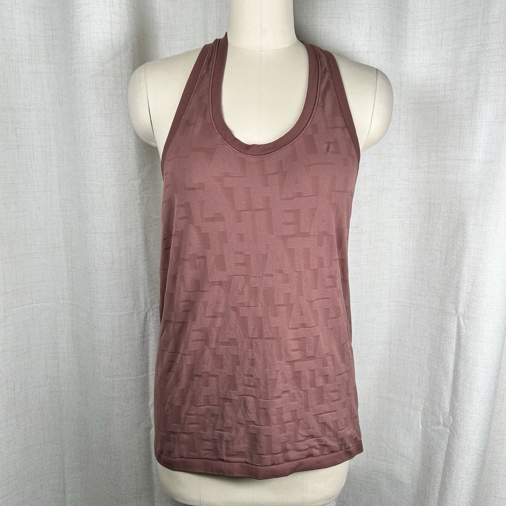 Athleta Momentum Seamless Logo Tank Top Racerback Athletic Stretch XL Mauve‎
